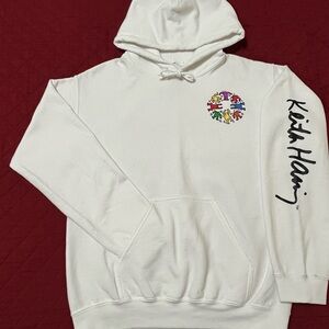Keith Haring White Hoodie with Colorful Artwork